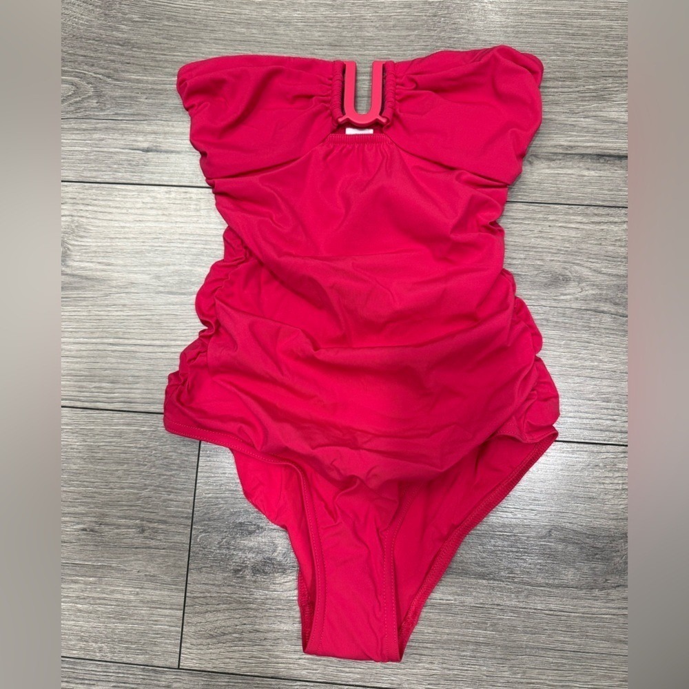 NWT ZIMMERMANN Ruched bandeau swimsuit Fuchsia SZ US 4